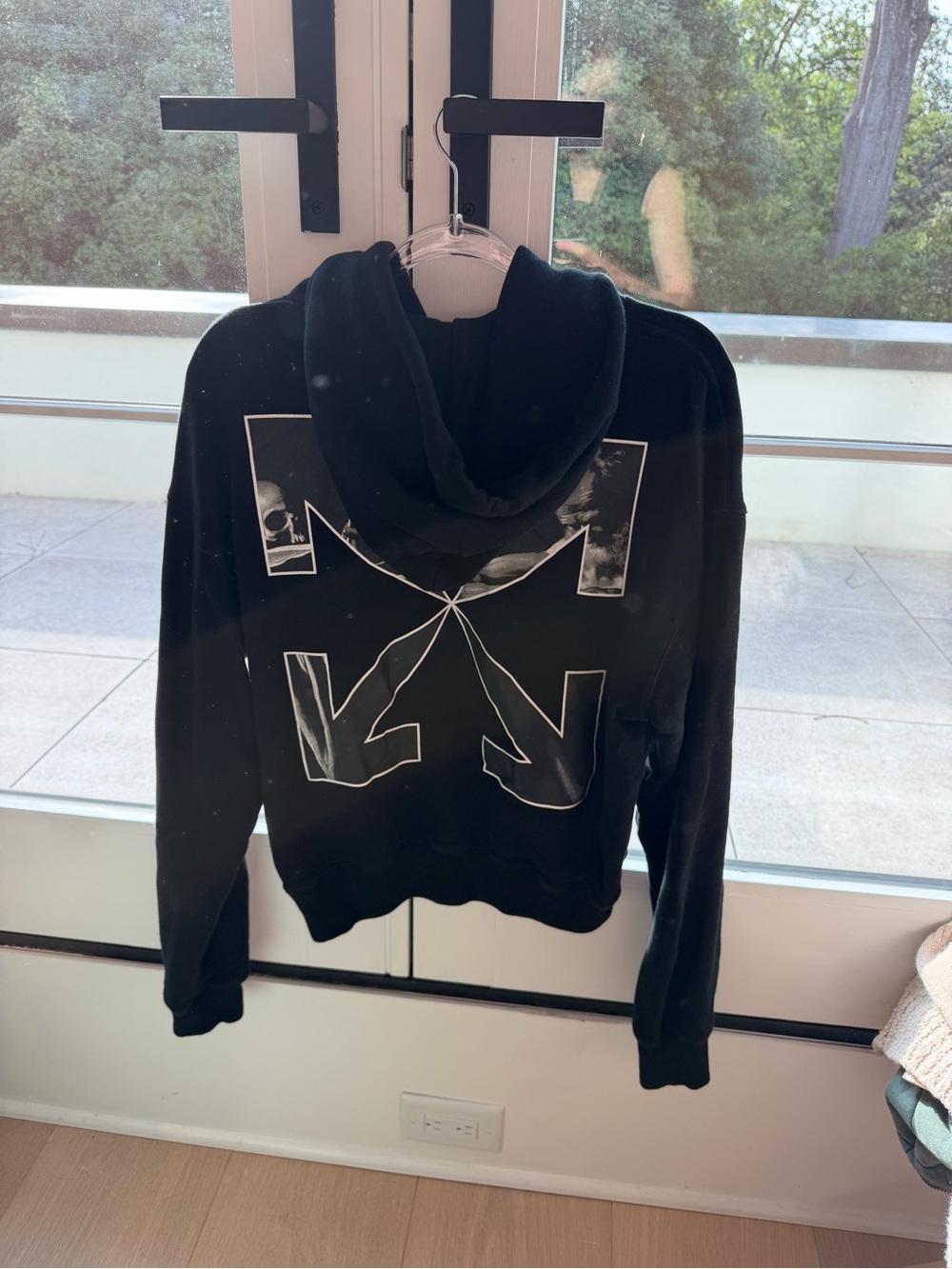Off-White Black Hoodie with White Arrow Motif